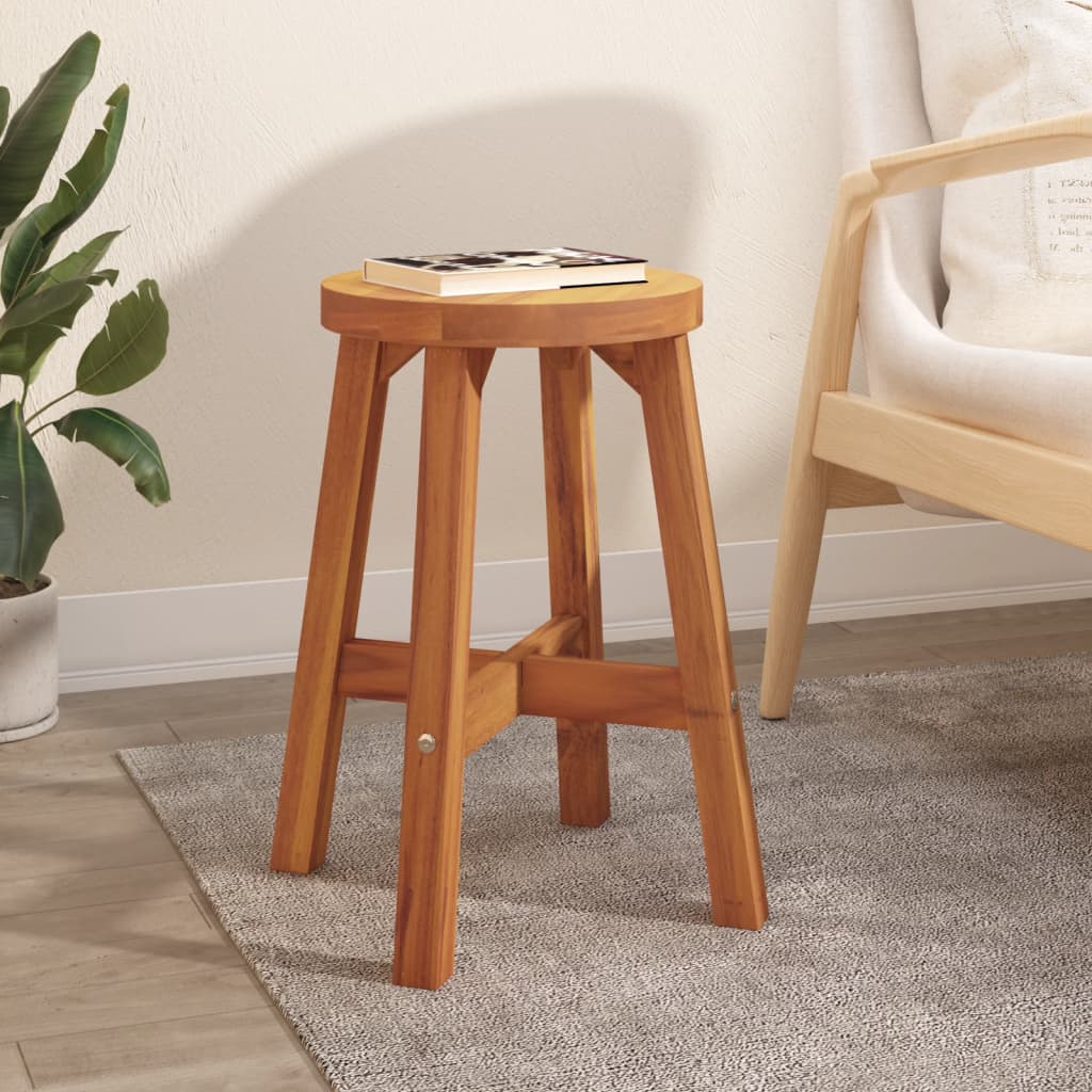 Sgabello Marrone 38x38x45 cm Rotondo Legno Massello di Acacia | homemem39