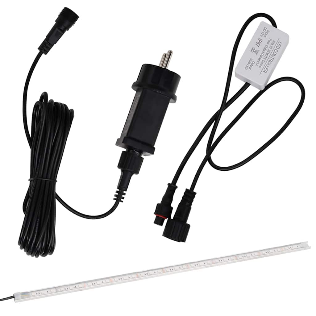 Fontana per Piscina a Cascata con LED in Acciaio Inox 110 cm