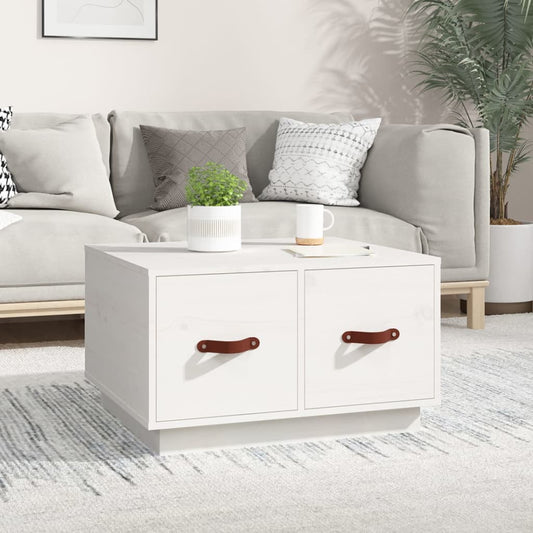 Tavolino da Salotto Bianco 60x53x35 cm Legno Massello di Pino | homemem39