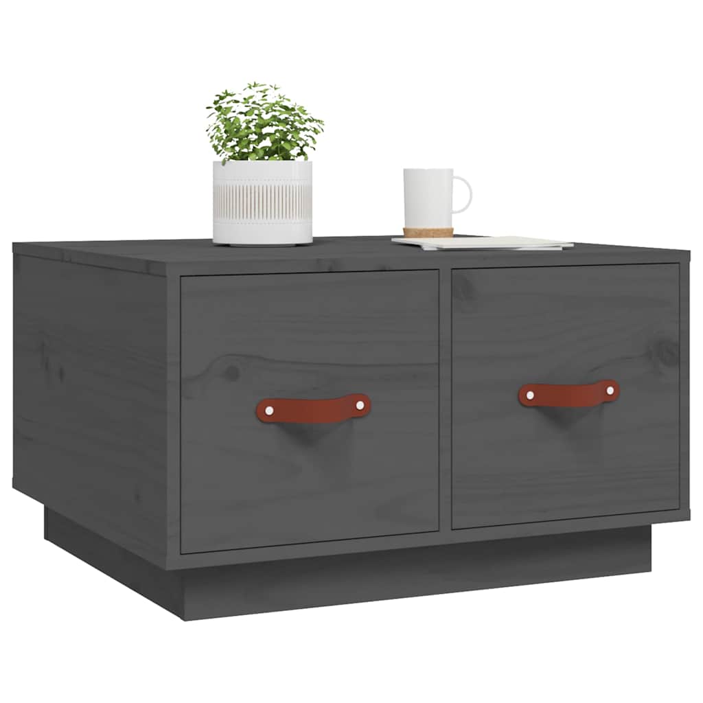 Tavolino da Salotto Grigio 60x53x35cm in Legno Massello di Pino