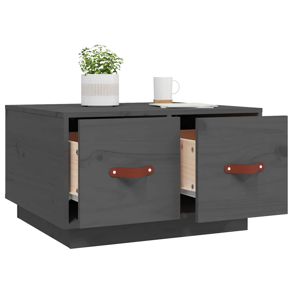 Tavolino da Salotto Grigio 60x53x35cm in Legno Massello di Pino
