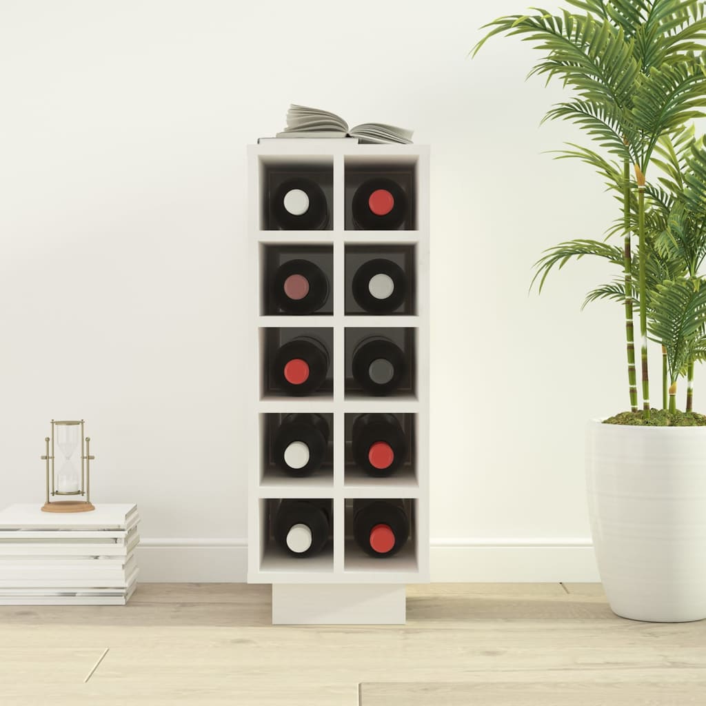 Portabottiglie Bianco 23x34x61 cm in Legno Massello di Pino - homemem39