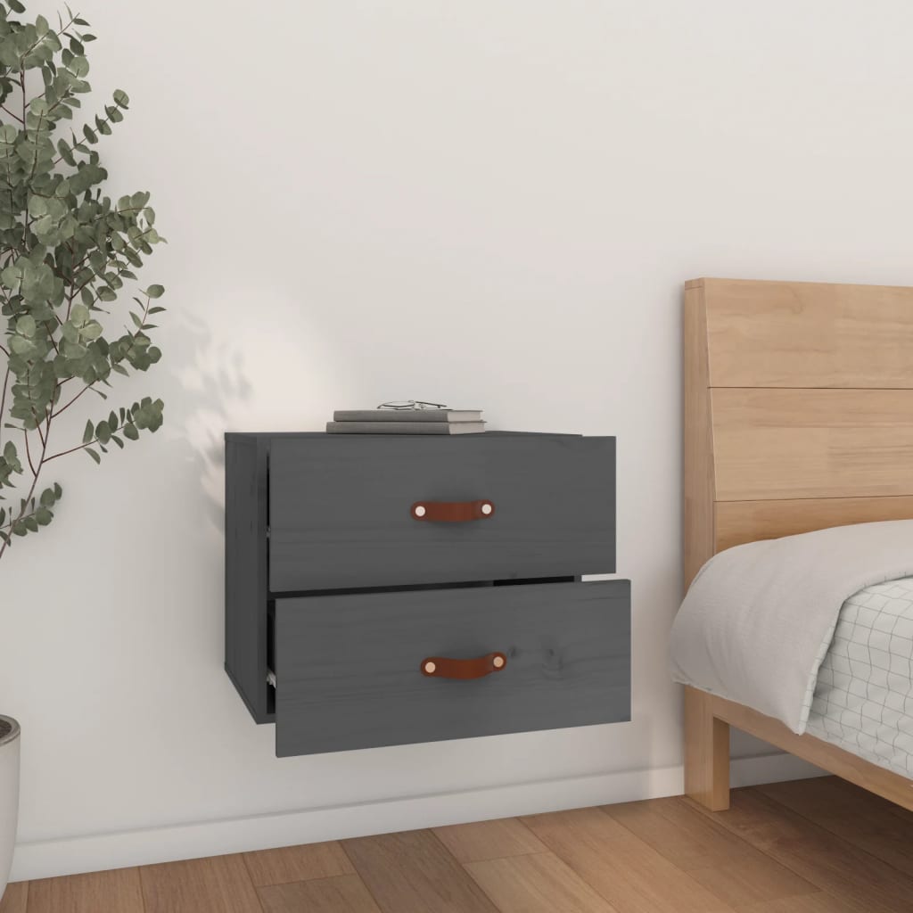 Comodino a Muro Grigio 50x36x40 cm | homemem39