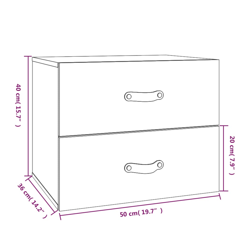 Comodino a Muro Grigio 50x36x40 cm | homemem39