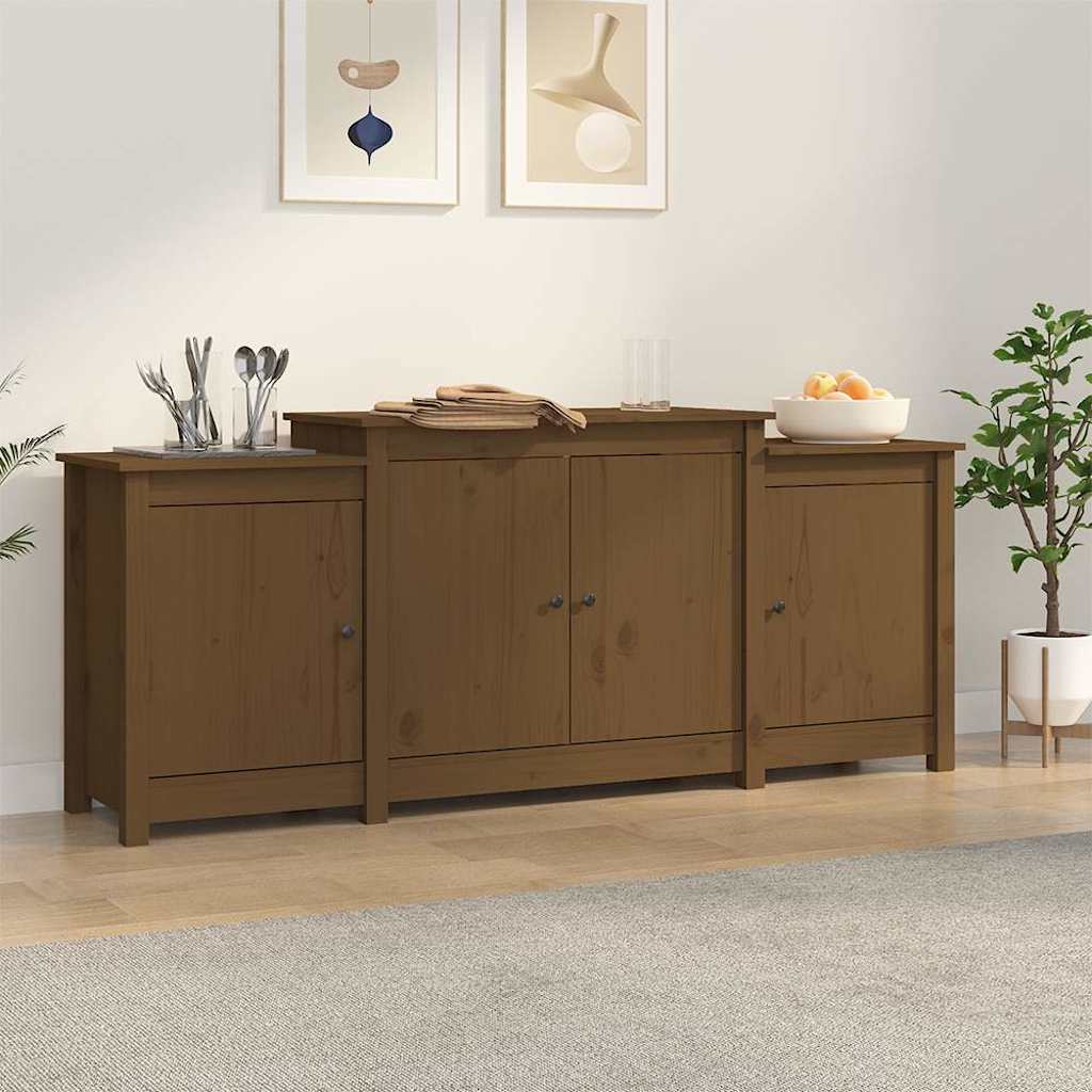 Credenza Marrone ambra 164x37x68 cm in Legno Massello di Pino - homemem39