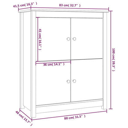 Credenza Bianca 83x41,5x100 cm in Legno Massello di Pino