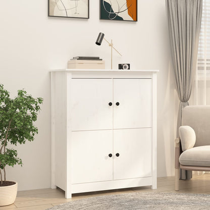 Credenza Bianca 83x41,5x100 cm in Legno Massello di Pino - homemem39