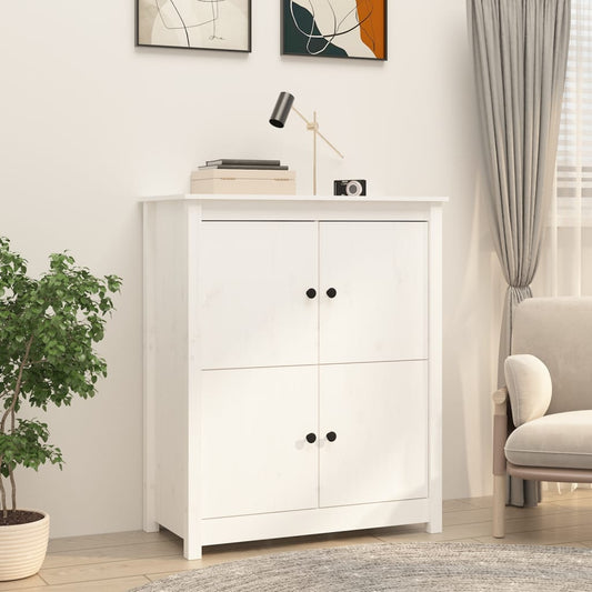 Credenza Bianca 83x41,5x100 cm in Legno Massello di Pino - homemem39