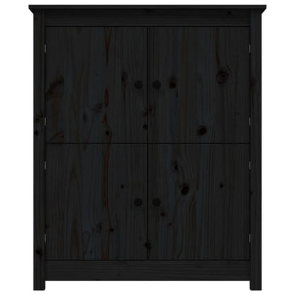 Credenza Nera 83x41,5x100 cm in Legno Massello di Pino - homemem39