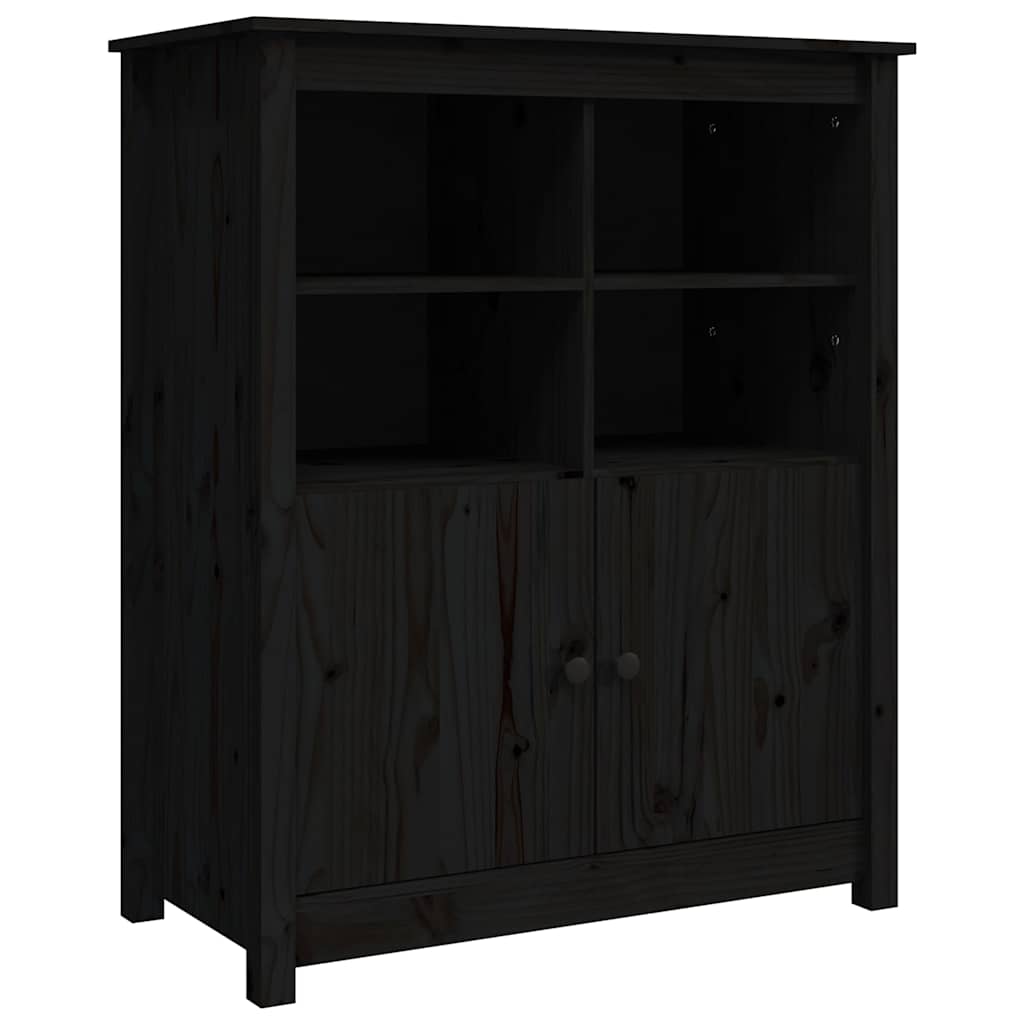Credenza Nera 83x41,5x100 cm in Legno Massello di Pino