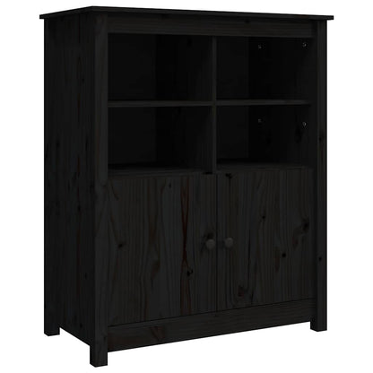 Credenza Nera 83x41,5x100 cm in Legno Massello di Pino