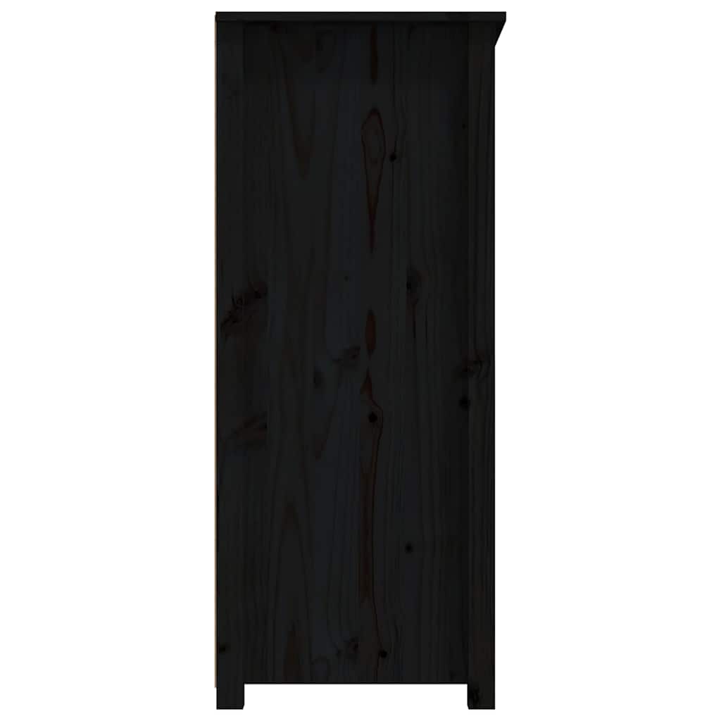 Credenza Nera 83x41,5x100 cm in Legno Massello di Pino