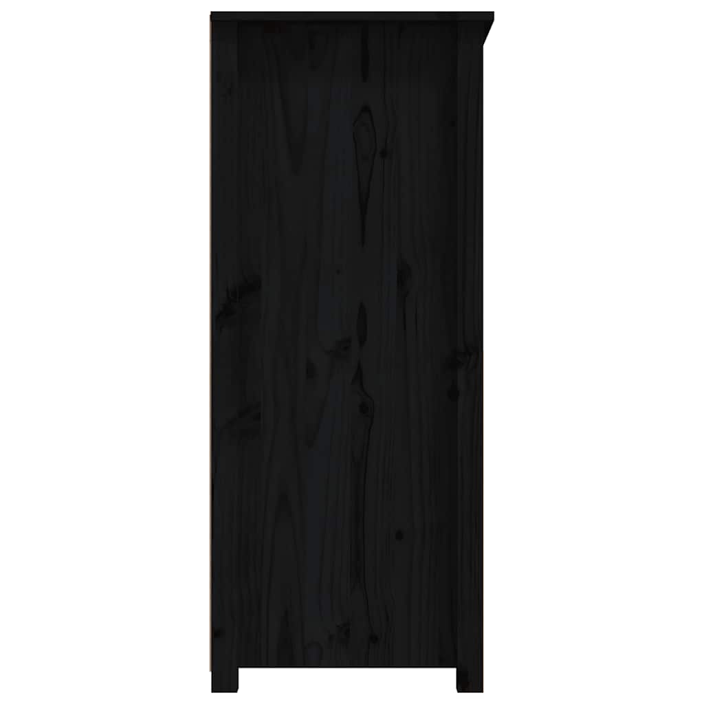 Credenza Nera 83x41,5x100 cm in Legno Massello di Pino