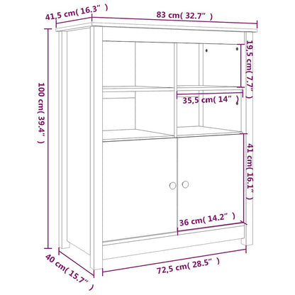 Credenza Nera 83x41,5x100 cm in Legno Massello di Pino