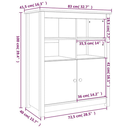 Credenza Nera 83x41,5x100 cm in Legno Massello di Pino
