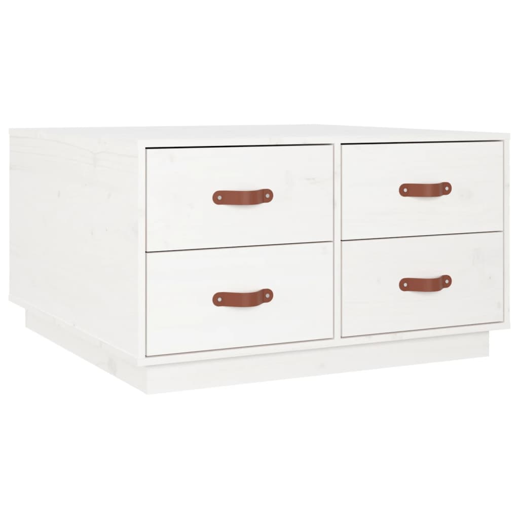 Tavolino da Salotto Bianco 80x80x45 cm Legno Massello di Pino | homemem39