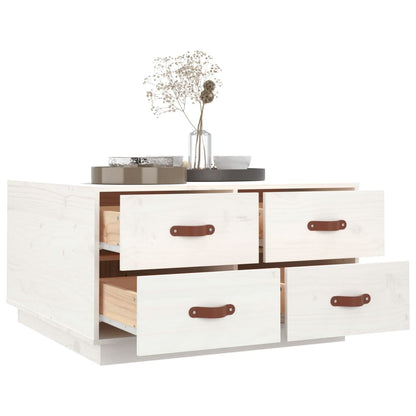 Tavolino da Salotto Bianco 80x80x45 cm Legno Massello di Pino | homemem39