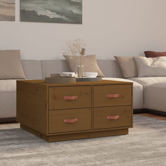 Tavolino da Salotto ambra 80x80x45 cm Legno Massello di Pino | homemem39