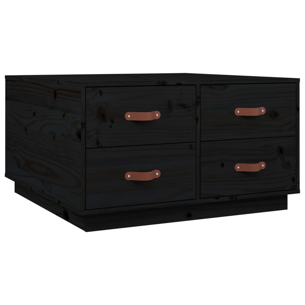 Tavolino da Salotto Nero 80x80x45 cm Legno Massello di Pino | homemem39