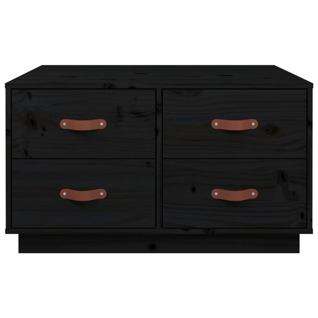 Tavolino da Salotto Nero 80x80x45 cm Legno Massello di Pino | homemem39