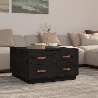 Tavolino da Salotto Nero 80x80x45 cm Legno Massello di Pino | homemem39