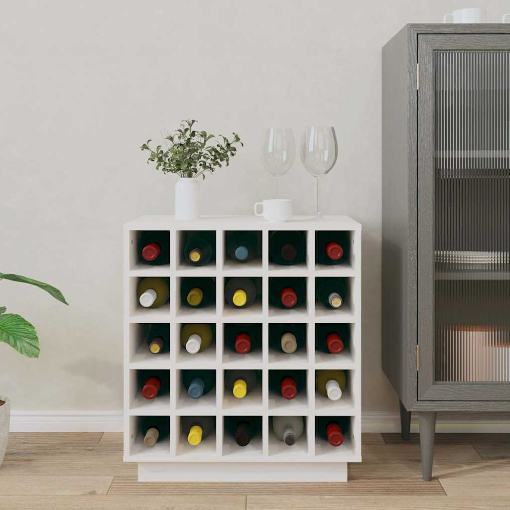 Portabottiglie Bianco 55,5x34x61 cm in Legno Massello di Pino
