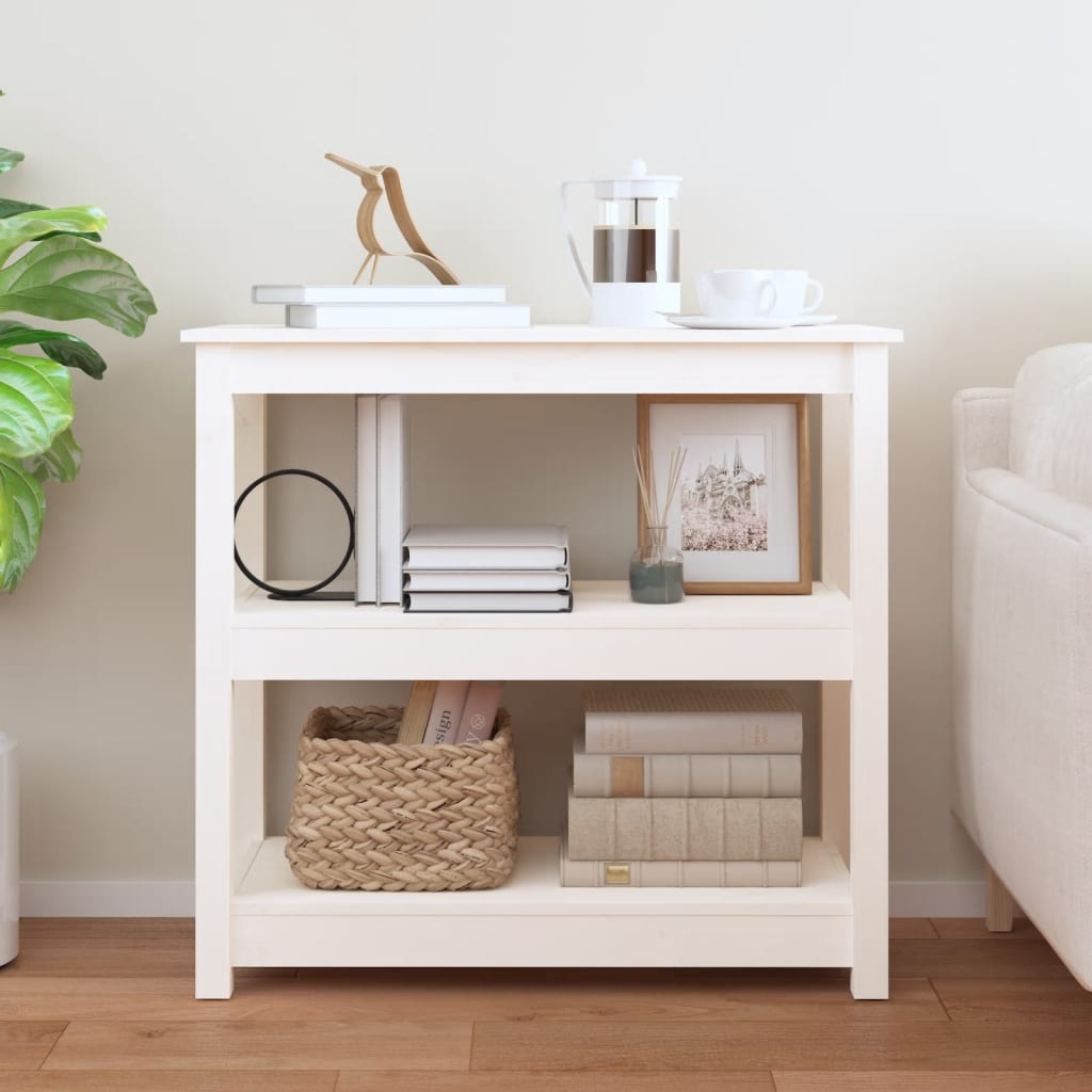 Tavolo Consolle Bianco 80x40x74 cm in Legno Massello di Pino | homemem39