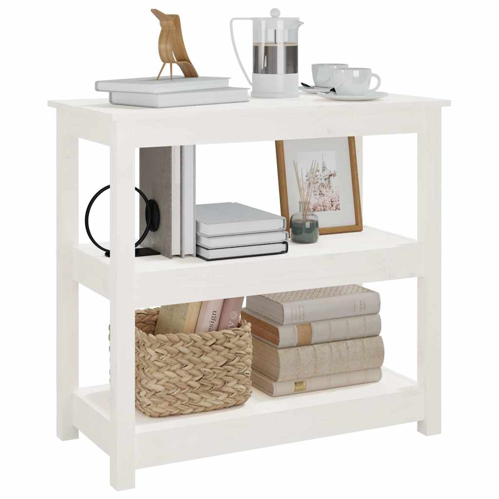 Tavolo Consolle Bianco 80x40x74 cm in Legno Massello di Pino
