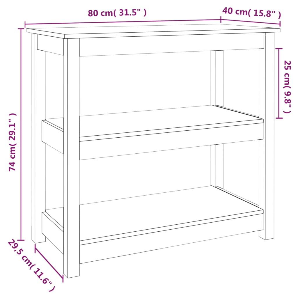 Tavolo Consolle Bianco 80x40x74 cm in Legno Massello di Pino | homemem39
