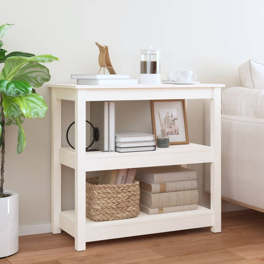 Tavolo Consolle Bianco 80x40x74 cm in Legno Massello di Pino | homemem39