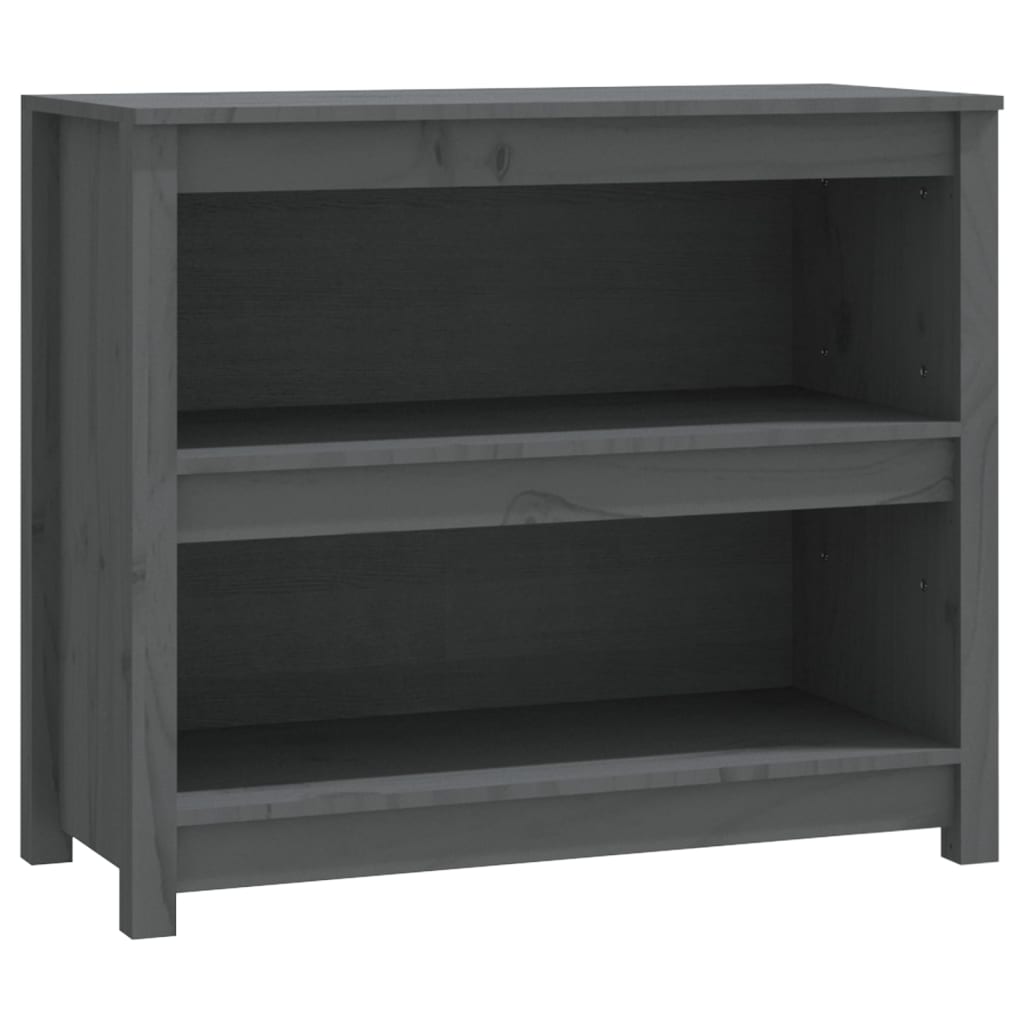 Libreria Grigia 80x35x68 cm in Legno Massello di Pino - homemem39