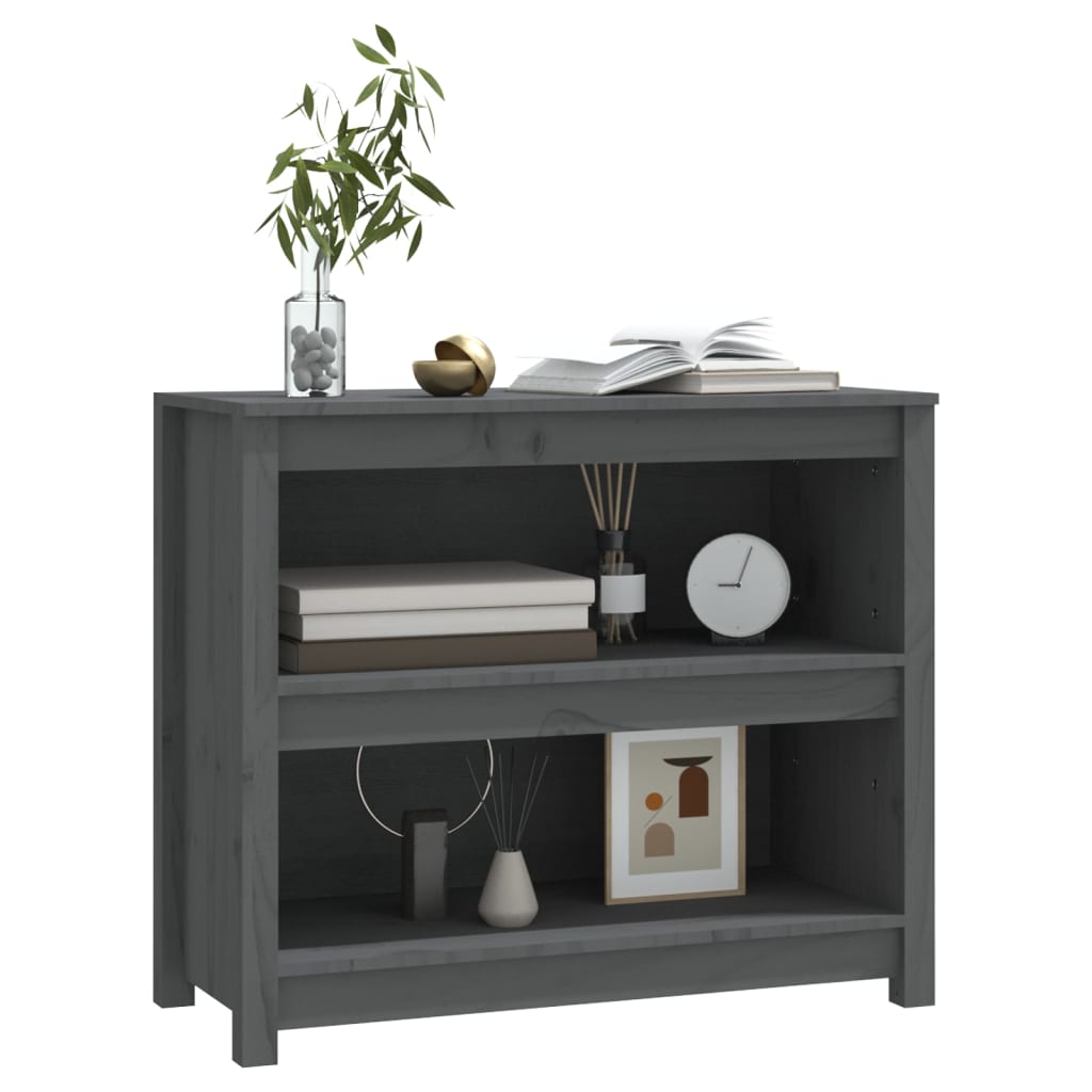 Libreria Grigia 80x35x68 cm in Legno Massello di Pino - homemem39