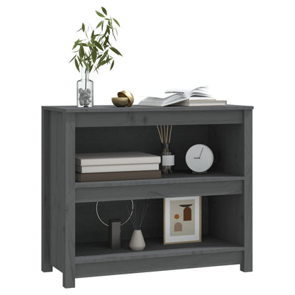 Libreria Grigia 80x35x68 cm in Legno Massello di Pino - homemem39