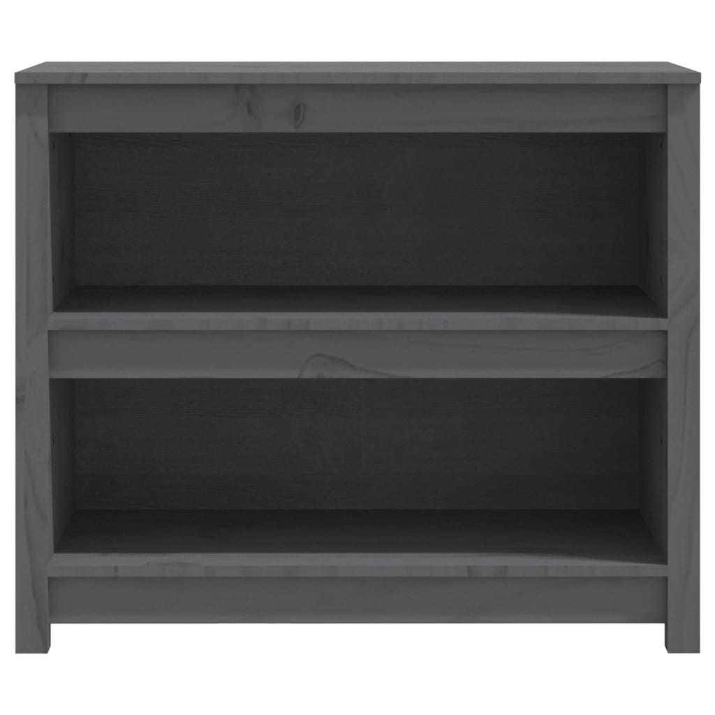 Libreria Grigia 80x35x68 cm in Legno Massello di Pino - homemem39