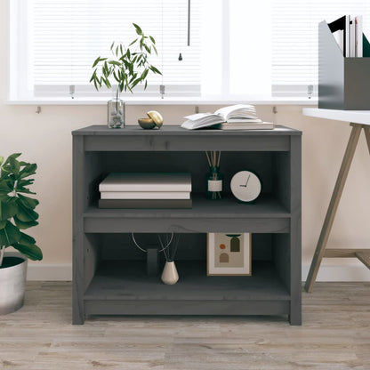 Libreria Grigia 80x35x68 cm in Legno Massello di Pino - homemem39