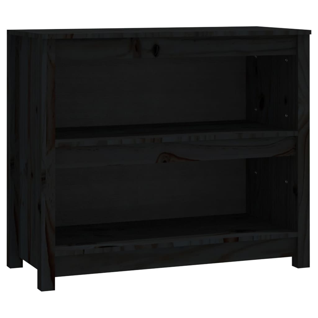 Libreria Nera 80x35x68 cm in Legno Massello di Pino - homemem39