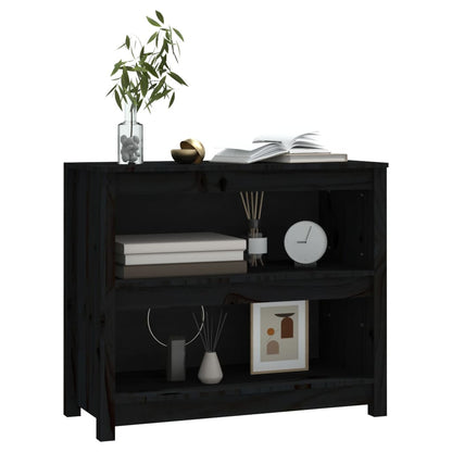 Libreria Nera 80x35x68 cm in Legno Massello di Pino - homemem39