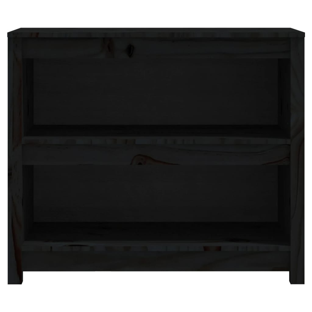 Libreria Nera 80x35x68 cm in Legno Massello di Pino - homemem39
