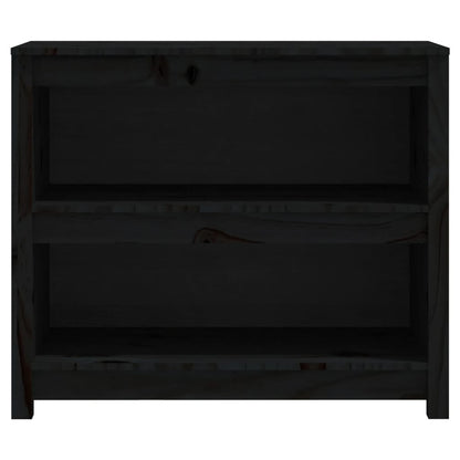 Libreria Nera 80x35x68 cm in Legno Massello di Pino - homemem39