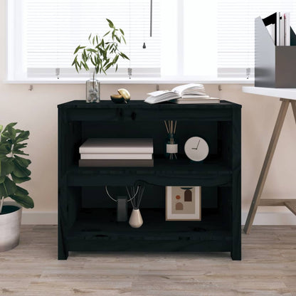 Libreria Nera 80x35x68 cm in Legno Massello di Pino - homemem39