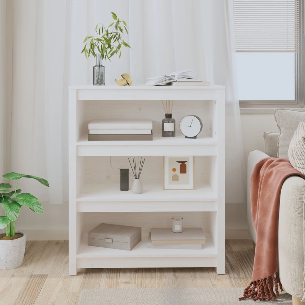 Libreria Bianca 80x35x97 cm in Legno Massello di Pino | homemem39