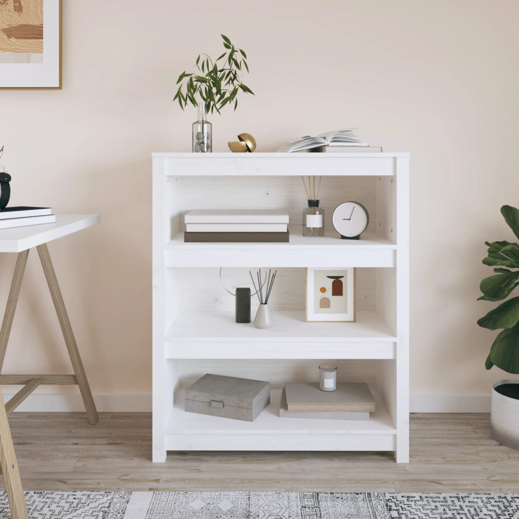 Libreria Bianca 80x35x97 cm in Legno Massello di Pino | homemem39