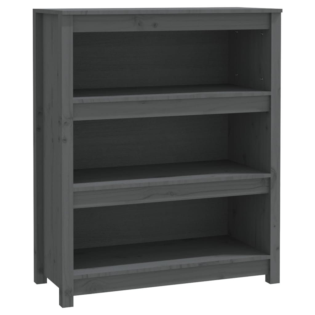 Libreria Grigia 80x35x97 cm in Legno Massello di Pino | homemem39