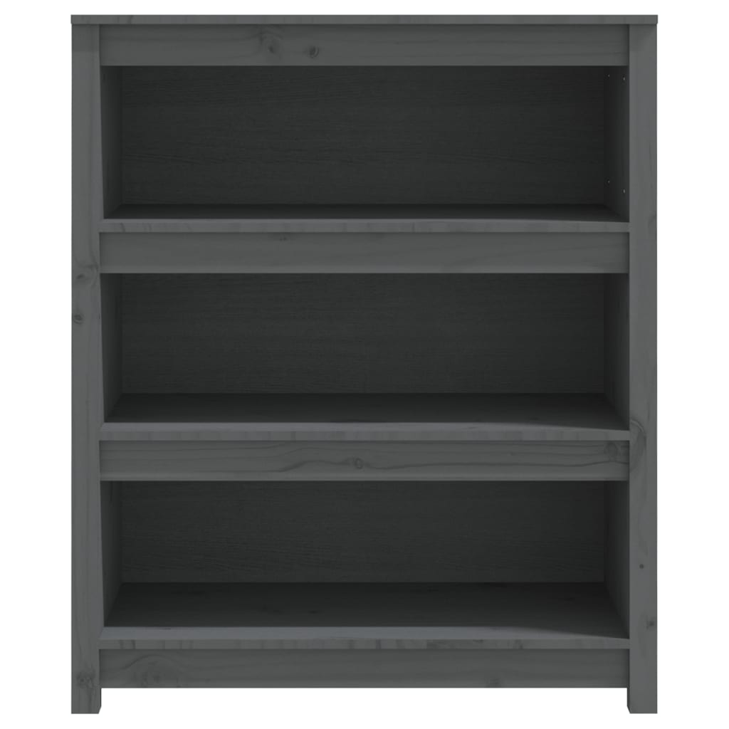 Libreria Grigia 80x35x97 cm in Legno Massello di Pino - homemem39