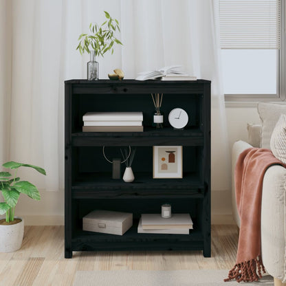 Libreria Nera 80x35x97 cm in Legno Massello di Pino - homemem39