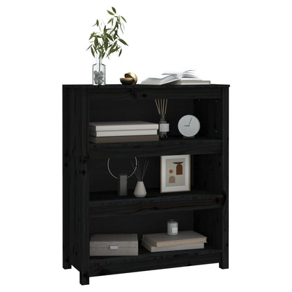 Libreria Nera 80x35x97 cm in Legno Massello di Pino - homemem39