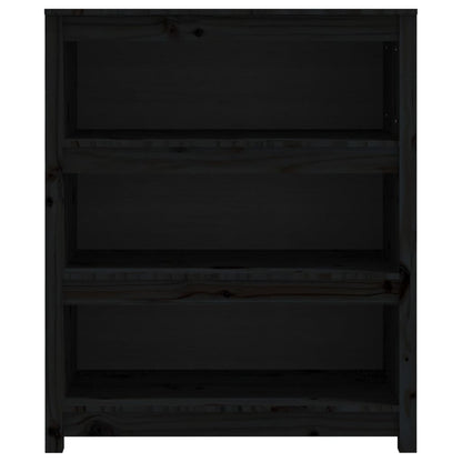 Libreria Nera 80x35x97 cm in Legno Massello di Pino - homemem39