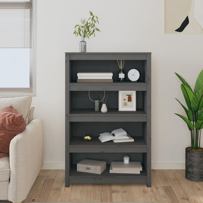 Libreria Grigia 80x35x126 cm in Legno Massello di Pino | homemem39