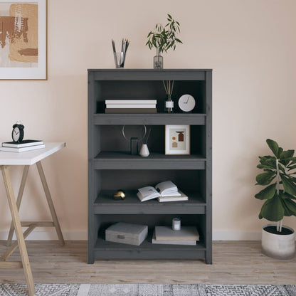 Libreria Grigia 80x35x126 cm in Legno Massello di Pino | homemem39