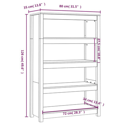 Libreria Marrone ambra 80x35x126 cm in Legno Massello di Pino